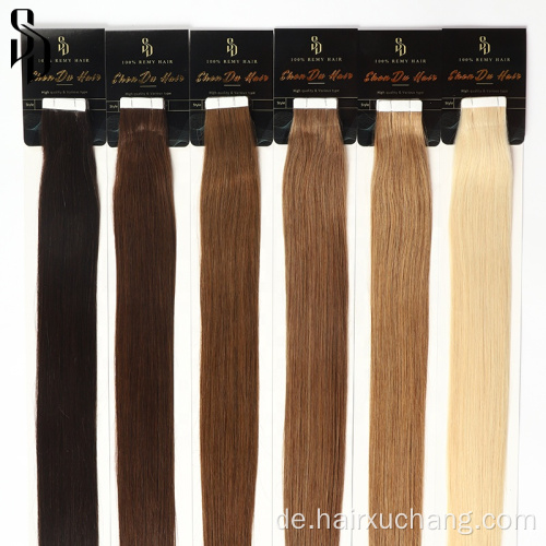 Großhandel brasilianische natürliche Haarerweiterung menschlicher nahtloser Knochen Straight Jungfrau Blond 100% Remy Hair Extension Tape in Anbietern